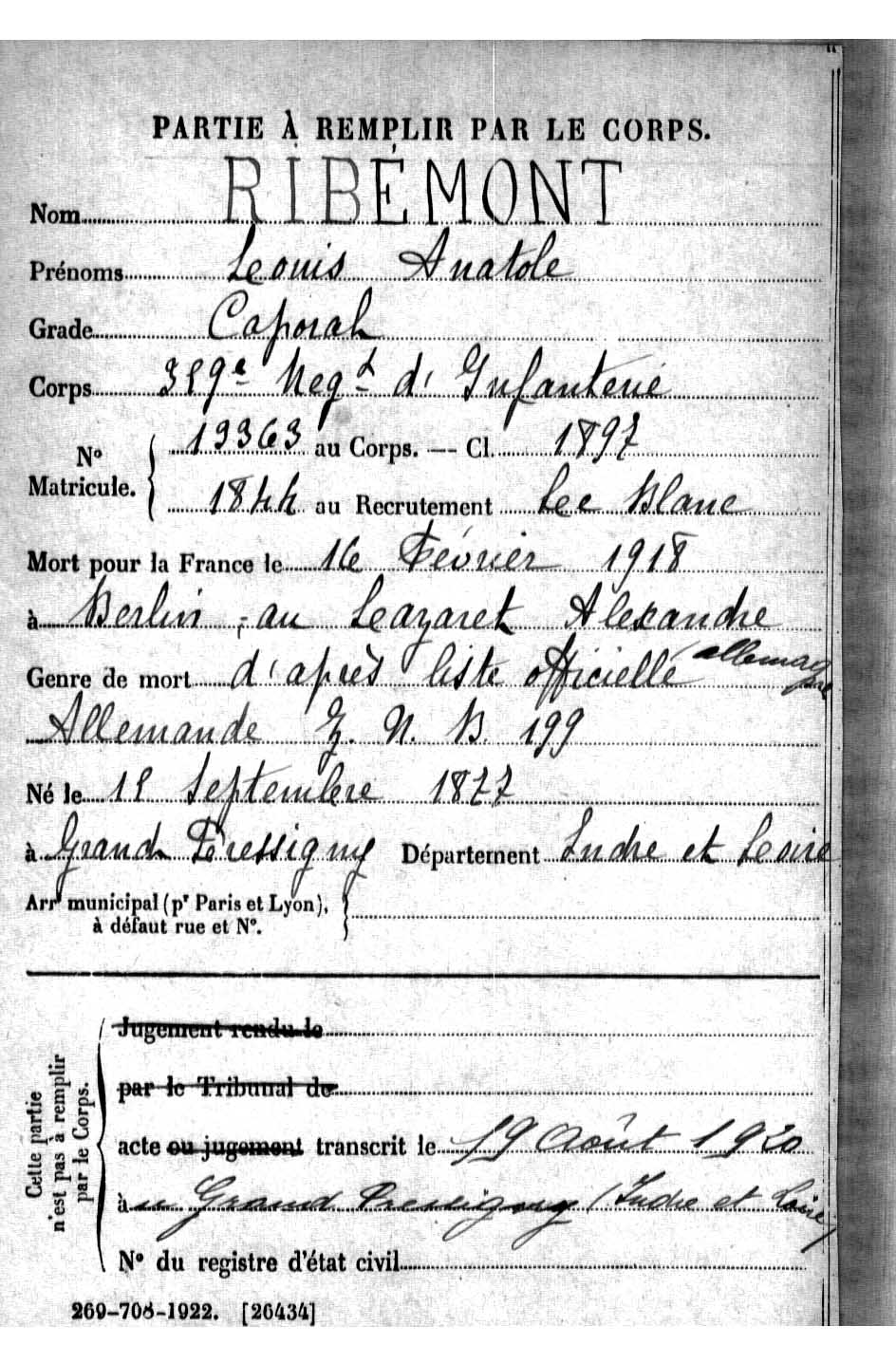 Louis Anatole RIBEMONT