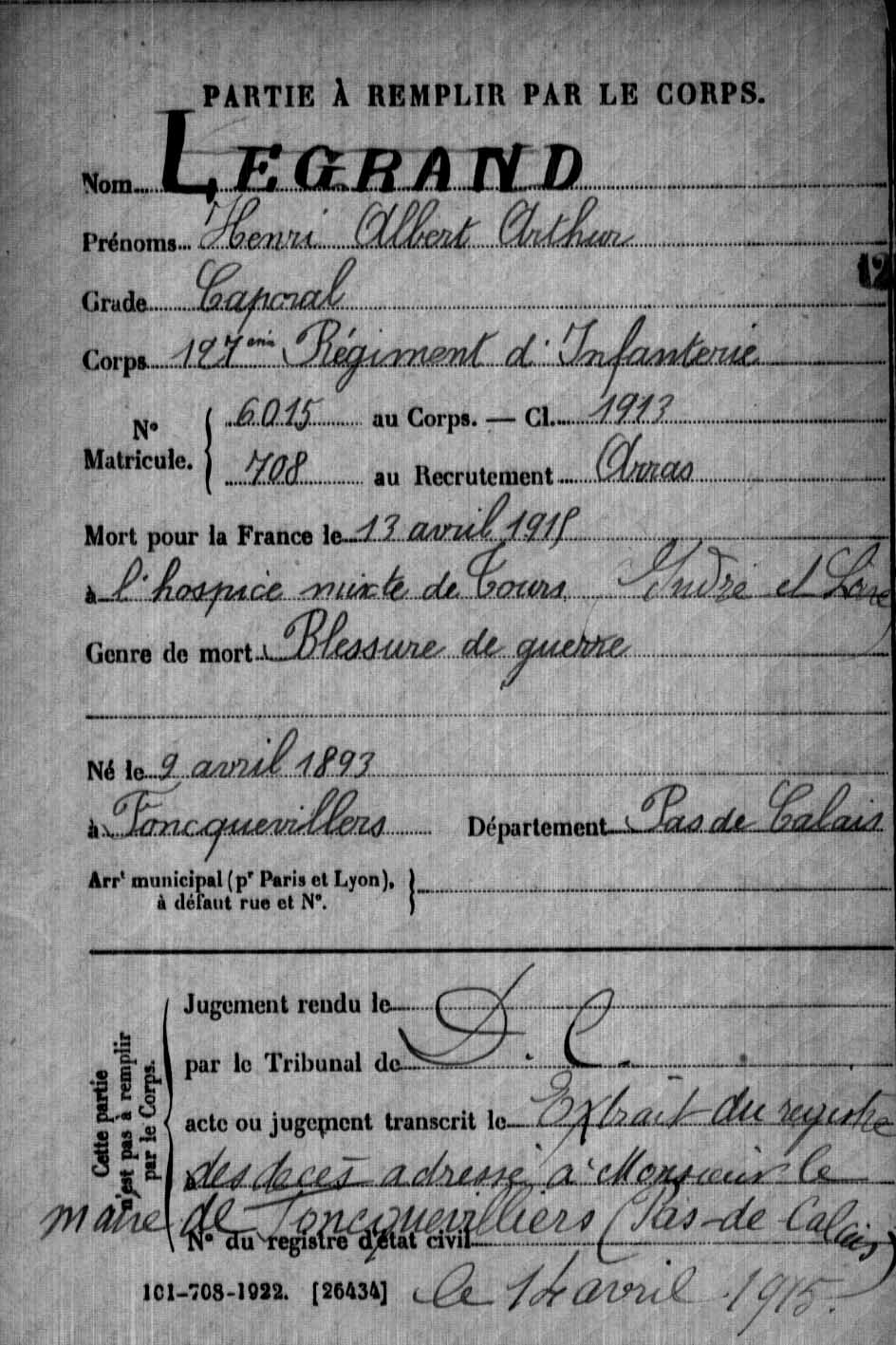 Henri Albert Arthur LEGRAND